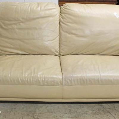 Contemporary 2 Piece Tan Leather Sofa and Loveseat – auction estimate $100-$300 