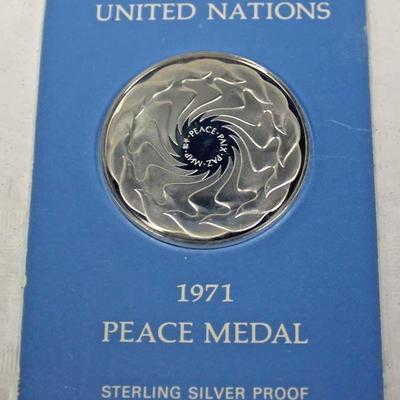  United Nations 1971 Peace Medal Sterling Silver Proof – auction estimate $20-$50

  