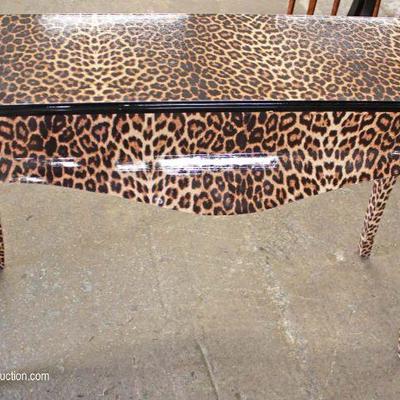  Cheetah Style Print Queen Anne Console Table â€“ auction estimate $100-$300 