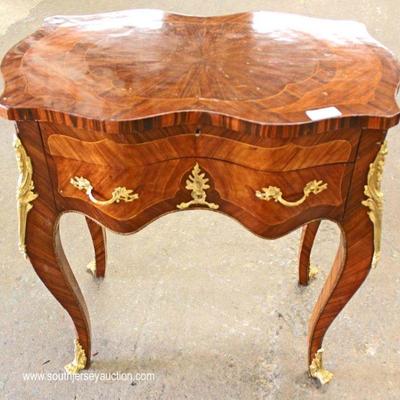  Mahogany One Drawer French Style Table with Applied Bronze â€“ auction estimate $100-$300 