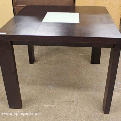 5 Piece Nice Contemporary Mahogany Finish Pub Table with 4 Leather Like Chairs and 2 Double Seat Stools – auction estimate $200-$400 