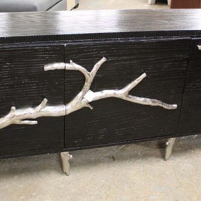  Contemporary Black 3 Door Credenza with Decorative Chrome Tree Root Accents â€“ auction estimate $200-$400

  