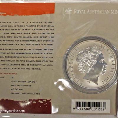  2001 $1.00 Silver Roo Frosted Uncirculated Coin – Royal Australian Mint – auction estimate $20-$50

  