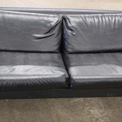  Mid Century Modern Wood Arm Black Leather Sofa by “Craft Associates Inc.” – auction estimate $300-$600 