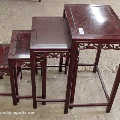  Mahogany Asian Inspired Nest of Tables â€“ auction estimate $100-$200 