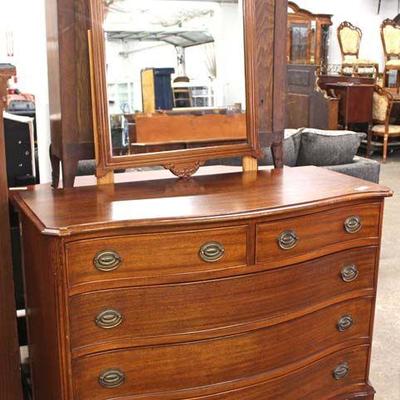  Mahogany Bow Front High Chest and Low Chest with Mirror â€“ auction estimate $300-$600 