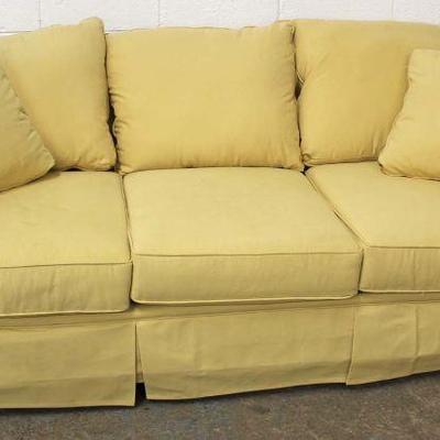  New Shabby Chic Soft Yellow Upholstered Sofa â€“ auction estimate $100-$400

  