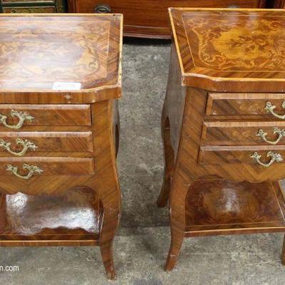  Selection of French Style 3 Drawer Mahogany Inlaid and Banded Stands â€“ auction estimate $100-$300 