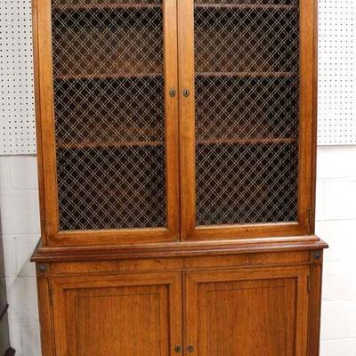 Mahogany 2 Piece Edwardian Style Wire Mesh Front China Cabinet â€“ auction estimate $100-$300 