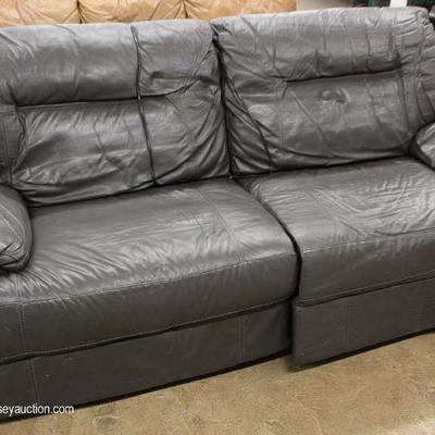 Contemporary Gray Leather Sofa – auction estimate $100-$300 