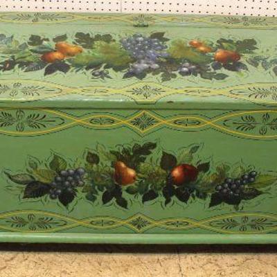  ANTIQUE 6 BOARD Blanket Box with all Hand Stenciled and Paint â€“ auction estimate $200-$400 