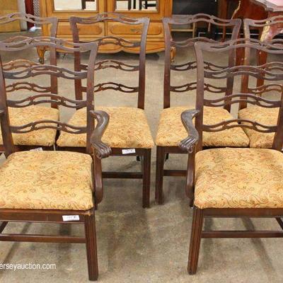 7 Piece Mahogany Queen Anne Dining Room Table with 6 Ribbon Back Chairs – auction estimate $200-$400