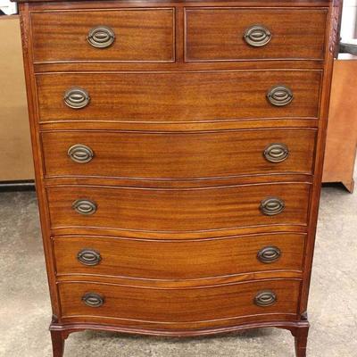  Mahogany Bow Front High Chest and Low Chest with Mirror â€“ auction estimate $300-$600 