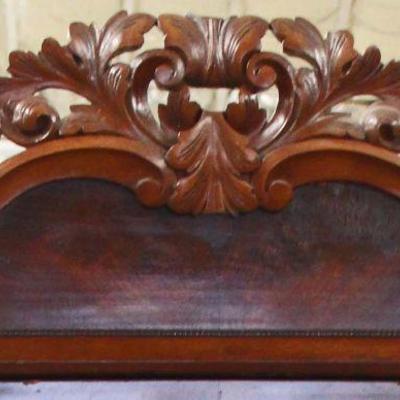  ANTIQUE Burl Mahogany Carved Fall Front Desk â€“ auction estimate $300-$600 