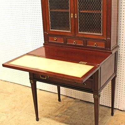  ANTIQUE SOLID Mahogany French Flip Top Desk with Bookcase Top â€“ auction estimate $200-$400 