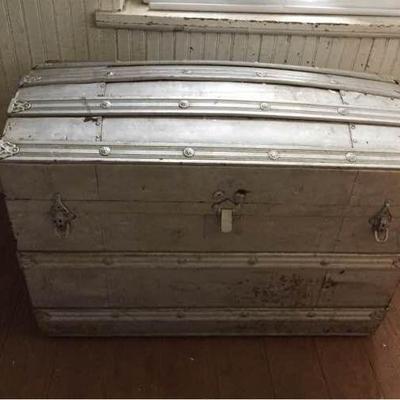 Silver-Painted Steamer Trunk
