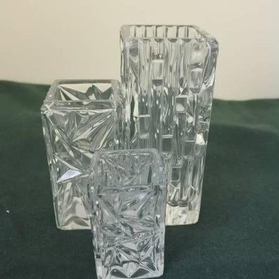 3 Diamond Cut Small Vases