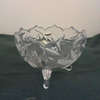 Cloudy Floral Glass Candy Dish