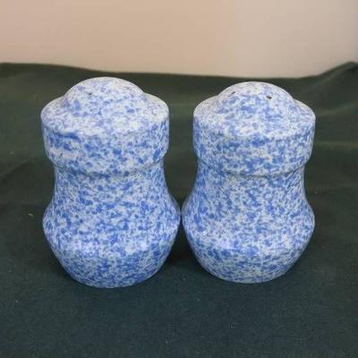 Set of Soft Blue Speckled Salt and Pepper Shakers