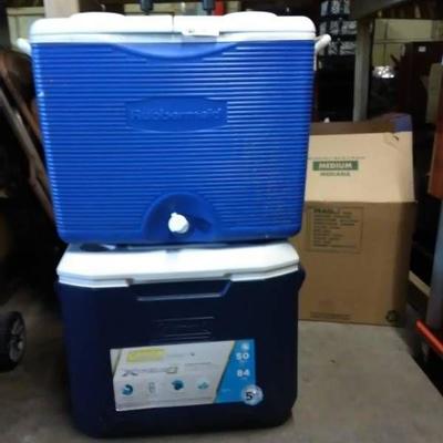 Two Rolling Coolers-Coleman, Rubbermaid