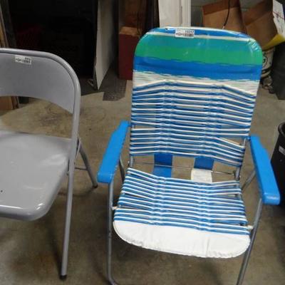 Lot of 2 folding chairs & lawn chair.