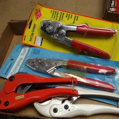 Lot of crimpers, & pvc pipe cutters.