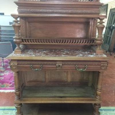 French Marble Top Sideboard Cabinet