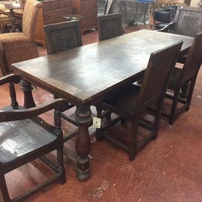 Charles 11 Revival Oak Table/8 Chairs