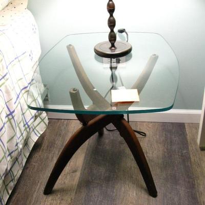 MCM glass top end tables   BUY IT NOW  $ 85.00 EACH   BOTH SOLD 