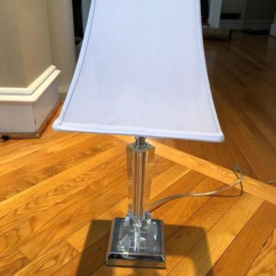 Clear table lamp w/white shade