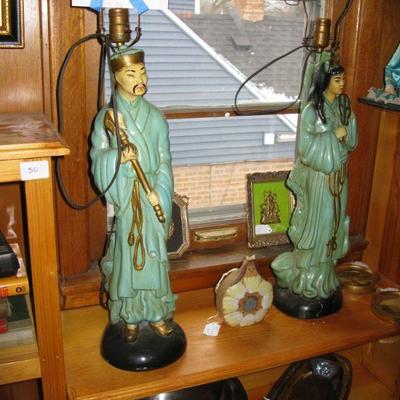 vintage tall Asian table lamps  