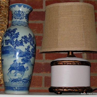 Pair of Asian Tall Vases and Pair of Lamps