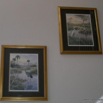 Pair of Phil Capen Prints { Egrets} 1991 and 1993 signed