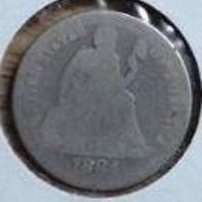 1884 Seated Liberty Dime, Good Detail