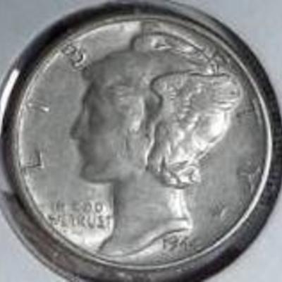 1944 Mercury Dime, BU Detail