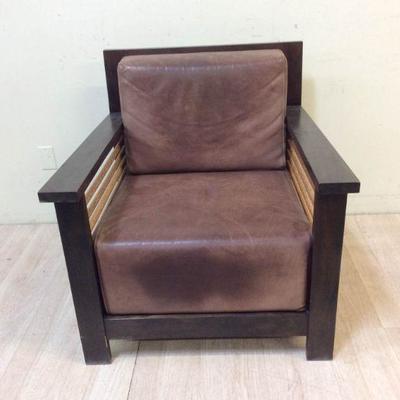 Wooden Chair with Leather Cushions