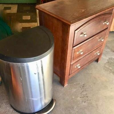 Nightstand and Trash Can