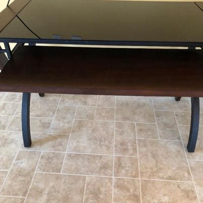 wood and glass computer desk