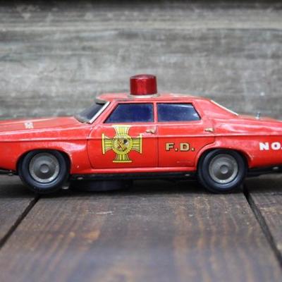 Vintage Metal Fire Dept. Car