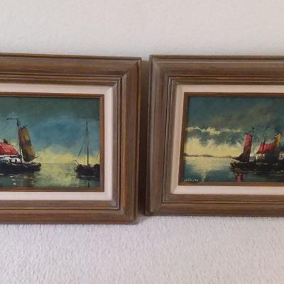 Pair of Nautical Themed Paintings by Burgy