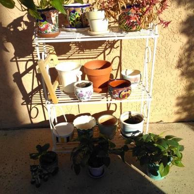 White Metal Plant Stand, Talavera Planters, and More