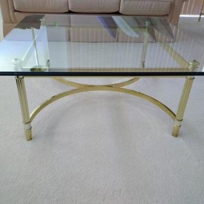 Brass Coffee Table with Beveled Glass Top
