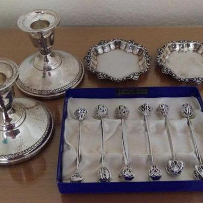 Sterling Hors D’Oeuvre Picks, Sterling Trays and Candlesticks