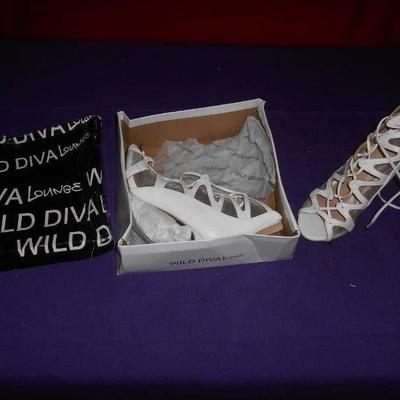 White Lace Up High Heel Shoes Sz 6.5