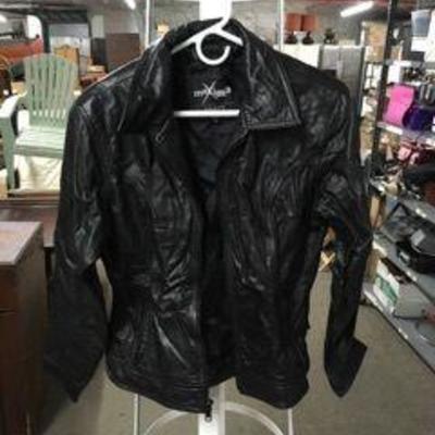 Maxima by Wilsons Black Leather Coat Sz S