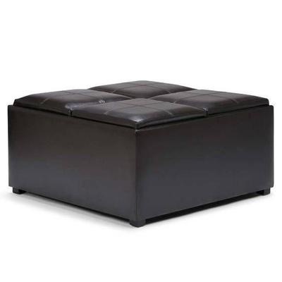 Avalon Coffee Table Storage Ottoman with 4 Serving ...