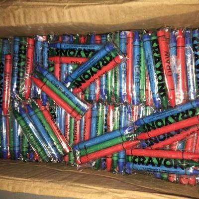 Large Lot Red, Green, Blue Crayons - 3pks