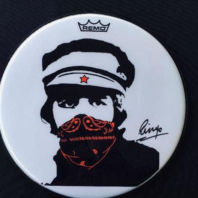 Hard-to-find, limited edition Ringo Starr autographed Red Bandana Remo drum head. Estate sale price: $1,495.
Autograph signed clearly in...
