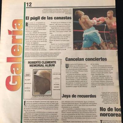 January 7, 1996. El Nuevo Dia newspaper. Article informing of an official Album paying tribute to Roberto Clemente's life as a baseball...