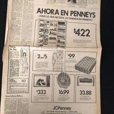 March 23, 1973. Ad in El Mundo newspaper by JCPenneys selling 